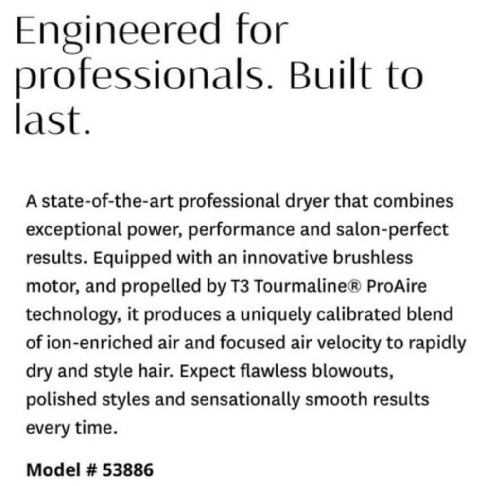 T3 Proi Professional Hair Dryer 2 Speed 3 Heat Setting Cool Shot volumize 53886 - Picture 5 of 12